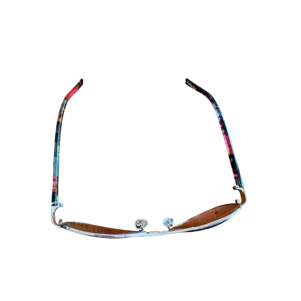 Rose Gold Aviator Sunglasses Brown Gradient Lens Floral Temple